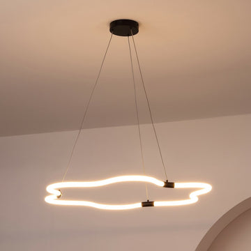 Nuvola 31.5" Contemporary Minimalist Metal/Acrylic Adjustable Dimmable Cloud Integrated LED Chandelier - JONATHAN Y